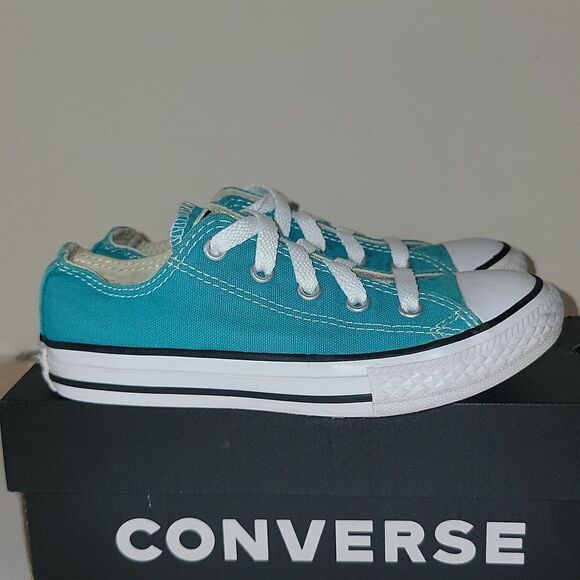 Converse All Star Chuck Taylor CTAS Ox Teal Low Kids Sneakers Size 13 - Picture 9 of 11
